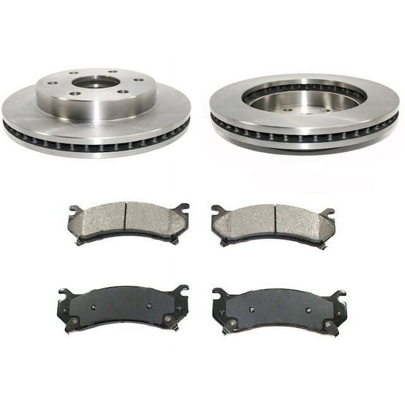 Front Semi-Metallic Brake Pad and Rotor Kit - Compatible with 2000 - 2006 Chevy Tahoe (2000 with Rear Disc Brakes) 2001 2002 2003 2004 2005
