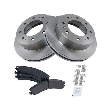 Front Semi Metallic Brake Pads and Rotor Kit - 8 Lug - Vented Rotors - Compatible with 2012 - 2019 Chevy Silverado 2500 HD 2013 2014 2015 2016 2017 2018