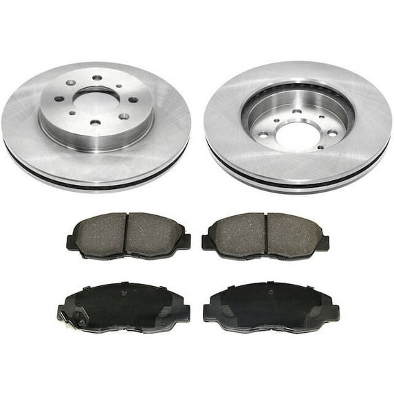 Front Semi-Metallic Brake Pads and Rotor Kit - Compatible with 1996 - 2005 Honda Civic 1997 1998 1999 2000 2001 2002 2003 2004