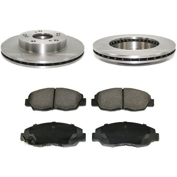 Front Semi Metallic Disc Brake Pad and Rotor Kit - Compatible with 2006 - 2011 Honda Civic 2007 2008 2009 2010