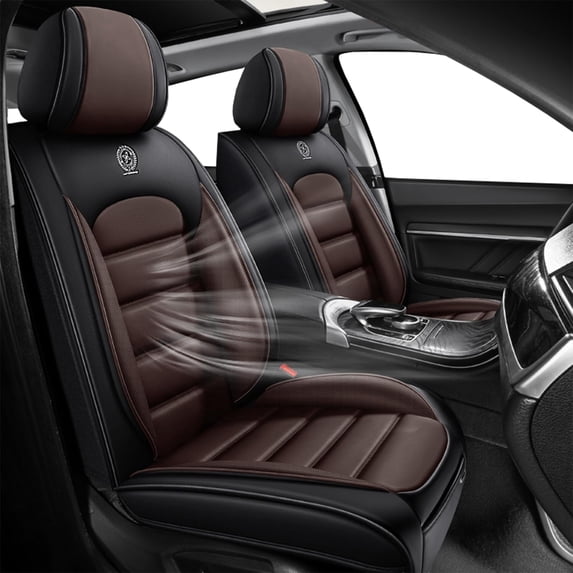 Front Set Car Seat Covers Fit for Infiniti 97% Car Models Faux Leather Full Coverage Car Seat Cushions Anti-Slip Car Interior Accessories(Black+Coffee,Standard)Universal Fit