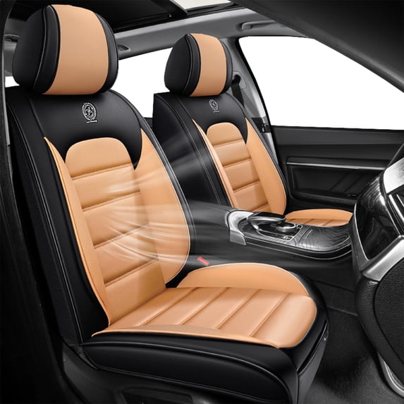 Front Set Car Seat Covers Fit for Infiniti 97% Car Models Faux Leather Full Coverage Car Seat Cushions Anti-Slip Car Interior Accessories(Black+Orange,Standard)Universal Fit
