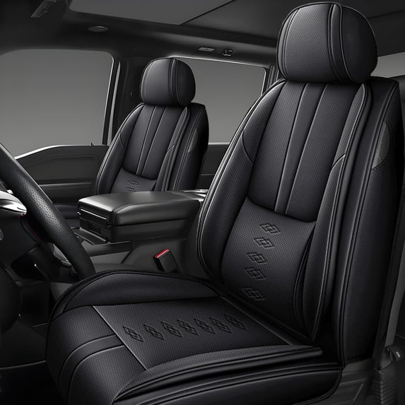 Front Set Car Seat Covers for Cadillac 98% Models,Waterproof Faux Leather Car Seats Cushions,Protect Car's Original Seats(Black)