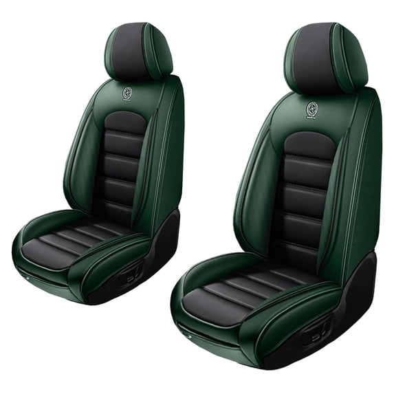 Front Set Leather Seat Covers for Nissan 99% Models Waterproof Comfortable Car Seat Cushions Universal Car Seat Covers(Black&Green)