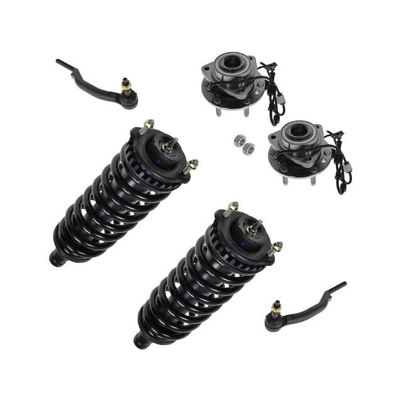 Front Shock Coil Spring Wheel Hub Tie Rod Kit 6 Piece - Compatible with 2002 - 2009 Chevy Trailblazer 2003 2004 2005 2006 2007 2008