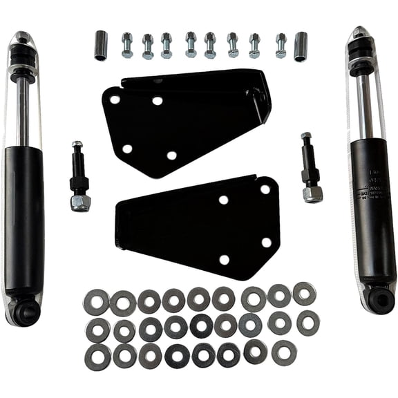 Front Shocks & Relocation Kit Bolt On Brackets for Chevy S10 1982-04 1958-70 Impala 1978-87 GM G Body 66-96 Chevy Caprice 64-72 GM A-body Suspension Lowering Hardware Kit