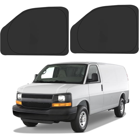 Front Side Window Sun Shade for 1996-2025 Chevy Express Cargo Van Accessories, Foldable Window Sunshade Sun Visor Protector, Side Window Shades Sun Shield Blocks UV Rays Heat, Pack of 2