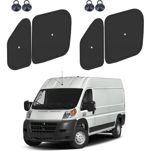 Front Side Window Sun Shade for 2014-2025 Dodge RAM ProMaster Full Size Cargo Van, Foldable Window Sunshade Sun Visor Protector, Side Window Shades Sun Shield Blocks UV Rays Heat, Pack of 4