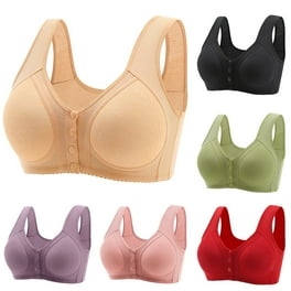 Prettyui Women s Sports Bra Front Closure Cotton Wirefree Plus Size Bra Walmart