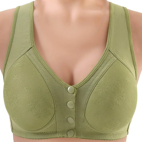Front Snap Everyday Bras for Older Women Wirefree Push Up Sport Bra Plus Size Bralettes for Senior
