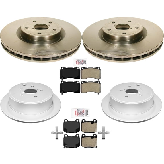 Front Steel & Rear Coated Brake Rotors Brake Pads For Subaru WRX STI 2008-2009