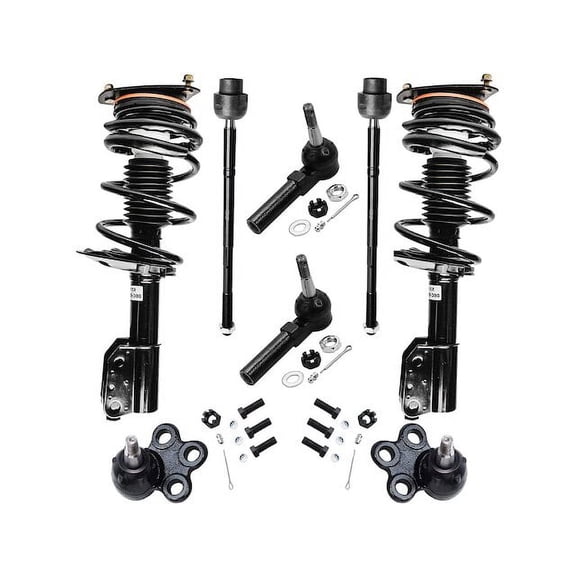 Front Strut Coil Spring Ball Joint Tie Rod Kit - Compatible with 2000 - 2013 Chevy Impala 2001 2002 2003 2004 2005 2006 2007 2008 2009 2010 2011 2012