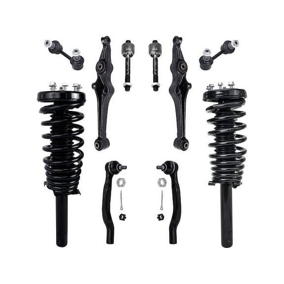Front Strut Coil Spring Control Arm Tie Rod Kit - Compatible with 2001 - 2003 Acura CL 2002