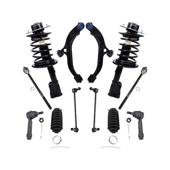 Front Strut Coil Spring Control Arm Tie Rod Kit - Compatible with 2001 - 2003 Chrysler Voyager 2002