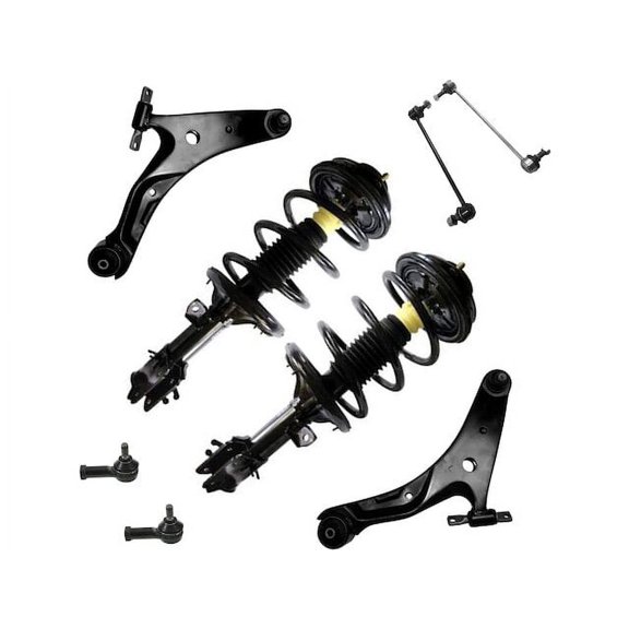 Front Strut Coil Spring Control Arm Tie Rod Kit - Compatible with 2001 - 2006 Hyundai Santa Fe 2002 2003 2004 2005
