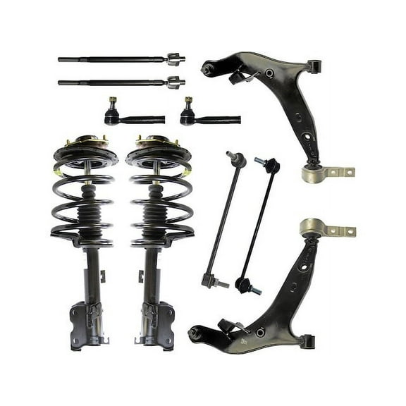 Front Strut Coil Spring Control Arm Tie Rod Kit - Compatible with 2004 - 2009 Nissan Quest 2005 2006 2007 2008
