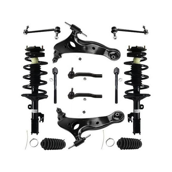 Front Strut Coil Spring Control Arm Tie Rod Kit - Compatible with 2005 - 2010 Toyota Sienna 2006 2007 2008 2009