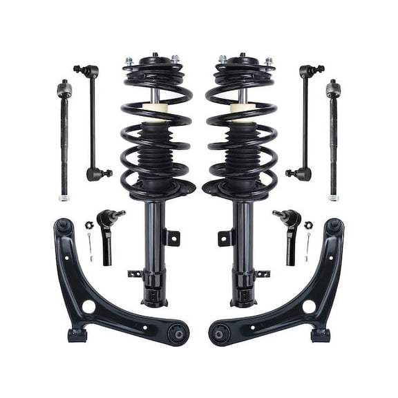 Front Strut Coil Spring Control Arm Tie Rod Kit - Compatible with 2007 - 2012 Dodge Caliber 2.0L 4-Cylinder 2008 2009 2010 2011