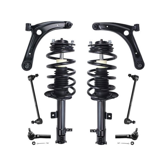 Front Strut Coil Spring Control Arm Tie Rod Kit - Compatible with 2007 - 2012 Dodge Caliber 2.0L 4-Cylinder 2008 2009 2010 2011