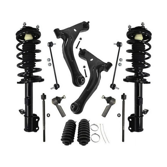 Front Strut Coil Spring Control Arm Tie Rod Kit - Compatible with 2008 - 2009 Mercury Mariner