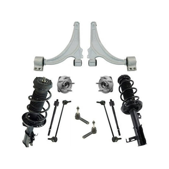 Front Strut Coil Spring Wheel Hub Control Arm Kit 12 Piece - Compatible with 2012 - 2015 Chevy Cruze GAS 2013 2014