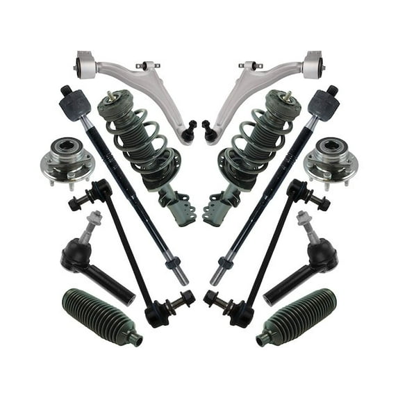 Front Strut Coil Spring Wheel Hub Control Arm Kit 14 Piece - Compatible with 2010 - 2016 Cadillac SRX 2011 2012 2013 2014 2015