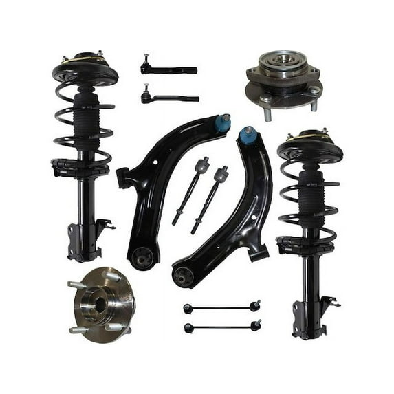 Front Strut Coil Spring Wheel Hub Control Arm Kit - Compatible with 2007 - 2011 Nissan Versa 2008 2009 2010