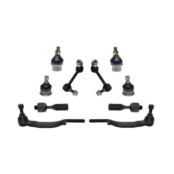 Front Suspension 10 Pieces Kit Stabilizer Sway Bar Links Upper & Lower Ball Joints + Tie Rod Ends Outer Inner Fits select: 2004-2007 CHEVROLET TRAILBLAZER, 2004-2007 GMC ENVOY