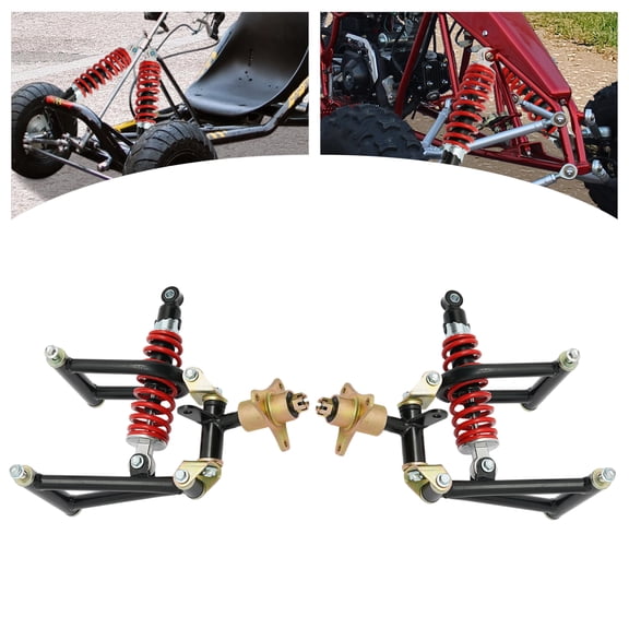 Front Suspension Arm Kit, 220mm Front Suspension Upper & Lower Swingarms Assembly, Front Suspension Arm Kit Assembly Fit For DIY ATV Quad Bike Buggy Go Kart Parts