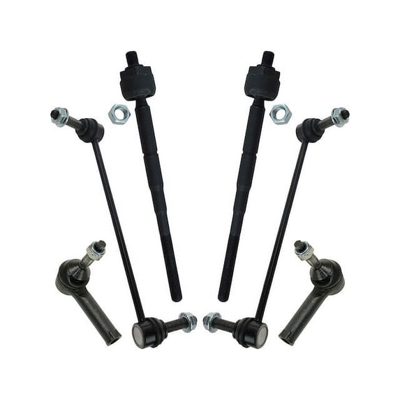 Front Tie Rod End and Sway Bar Link Kit 6 Piece - Compatible with 2010 - 2016 Ford Flex 3.5L V6 Turbocharged 2011 2012 2013 2014 2015