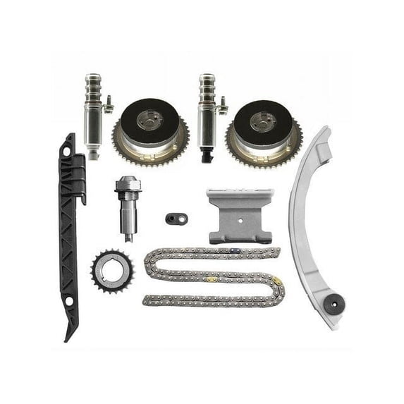 Front Timing Chain Kit - 11-Piece - with VVT Variable Valve Timing Cams and Solenoids - Compatible with 2012 - 2015 Chevy Captiva Sport 2.4L 4-Cylinder 2013 2014