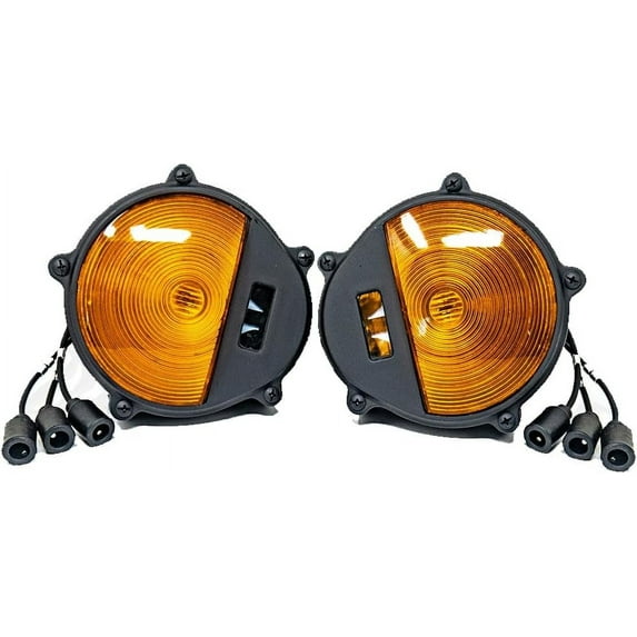 Front Turn Signal Assembly, 2 Pack, Black Housing with Amber LED Lens, Compatible with Military Humvee M998