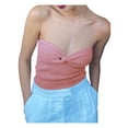 thumbnail image 1 of Front Twist Knot Off Shoulder Camisole Chic Women Knitted Strapless Tube Top Summer Fashion Backless Crop Top Streetwear, 1 of 2