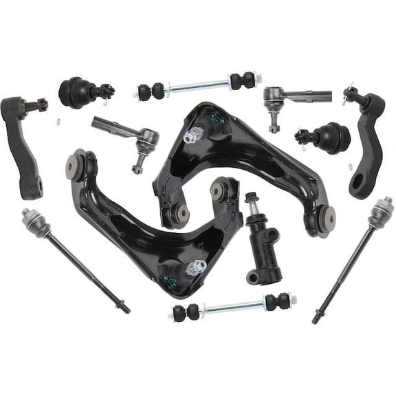 Front Upper Control Arm Ball Joint Tie Rod and Sway Bar Link Kit - Compatible with 2001 - 2003, 2005 - 2006 GMC Sierra 1500 HD Crew Cab Pickup 4-Door 6.0L V8 Gas (8-Lug Models, with 3-Groove Pitman)