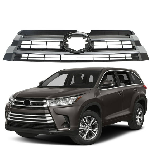 Front Upper Grill Chrome & Black Grille Fit for Toyota Highlander (2017-2019)