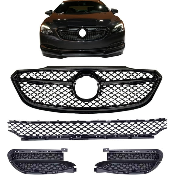 JX RACING · PERFORMANCE · ACCESSORIESFront Upper Grille And Front Lower Grill With Front Fog light Cover Set Compatible with 2017-2019 Buick LaCrosse