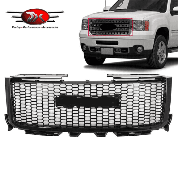 JX Racing Front Upper Grille GMC Sierra 2500 3500HD Denali 2011-2014 Gloss Black