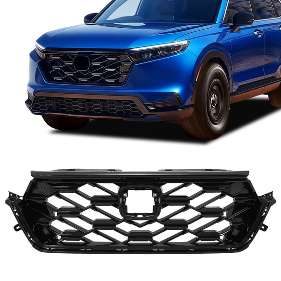 Front Upper Grille Glossy Black For 2023-2024 Honda CRV CR-V Sport Hybrid