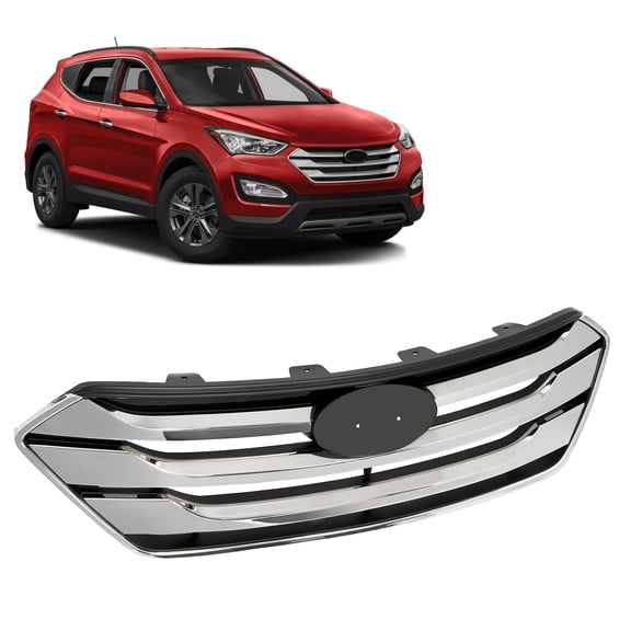 Front Upper Grille Replacement Grill Chrome For Hyundai Santa Fe Sport 2013-2016