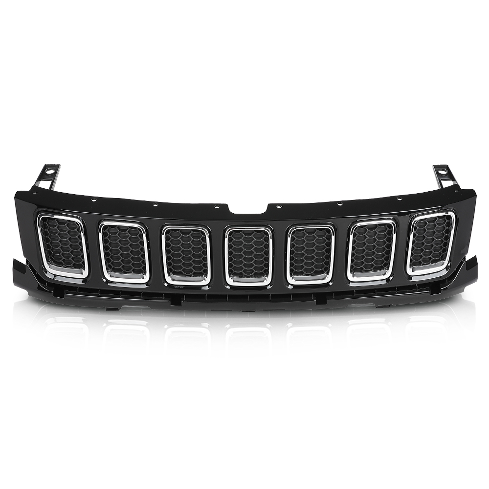 Front Grille Assembly With Chrome Trim - Direct Replacement For 2017-2021 Jeep Grand Cherokee