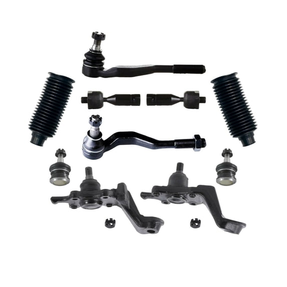 Front Upper & Lower Ball Joints Tie Rod Ends Outer Inner with Steering Gear Bellows Suspension 10 Pieces Kit Fits select: 1995-2004 TOYOTA TACOMA