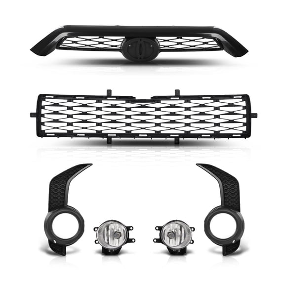 Front Upper Lower Bumper Grill + Fog Lights Set Fit For 2014-2019 Toyota 4Runner SR5