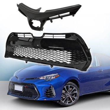 WFLNHB Gloss Black Front Upper & Lower Bumper Grille For 2017-2019 Toyota Corolla LE XLE CE – Direct Replacement ABS Plastic