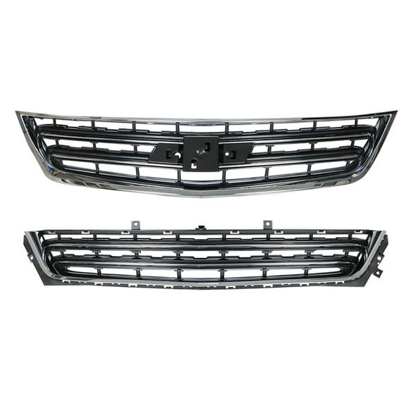 Front Upper Lower Grille Grill - Automotive Grille 2-Pack Replacement for Impala LS LT LTZ Premier Sedan 4-Door 2014-2020, Black Chrome