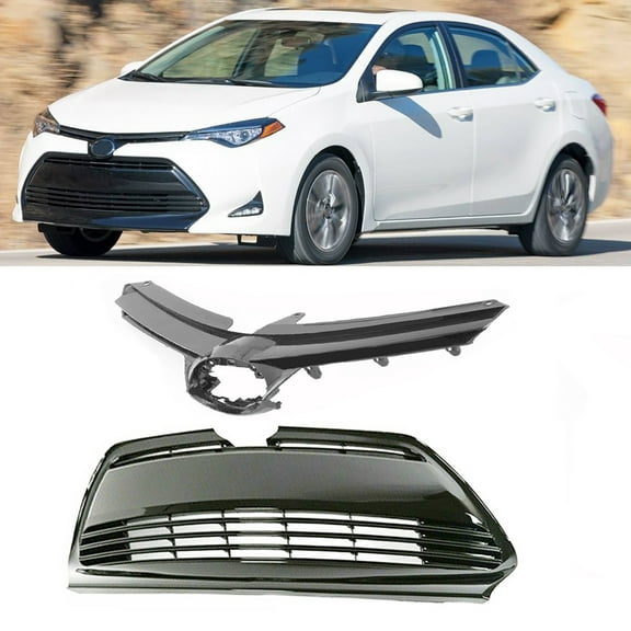 Front Upper & Lower Grille Kit Fit for Toyota Corolla (2017-2019), 5311202730 5311102B00, 17-19 Corolla Grills