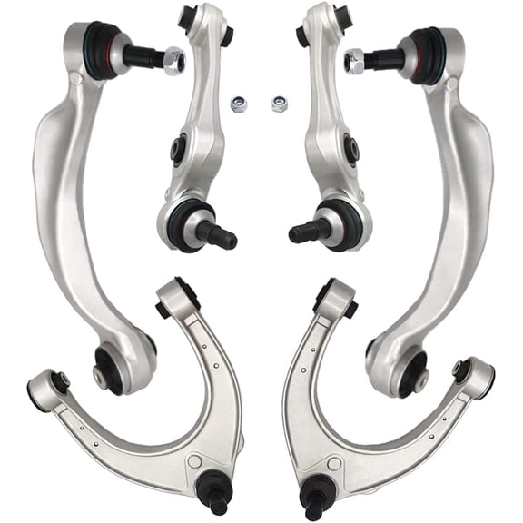 Front Upper & Lower Rearward & Forward Control Arm w/Bushings KIT Compatible With BMW 528i 535d 535i 550i 640i 650i