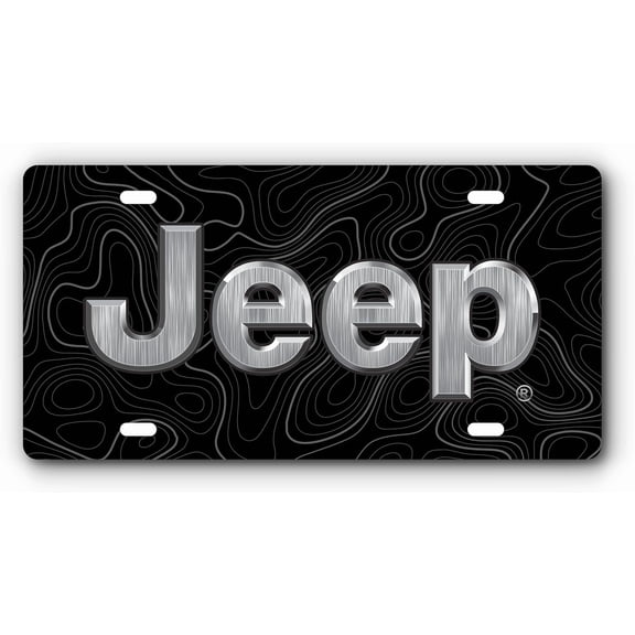 Front Vanity Plate for Vehicles - - Topographical Design with Four Mounting Holes for a Universal Fit (Black)