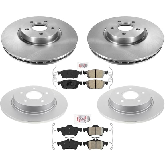 Front Vented Rotors Rear Coated Rotors & Brake Pads For Ford Focus ST 2013-2018