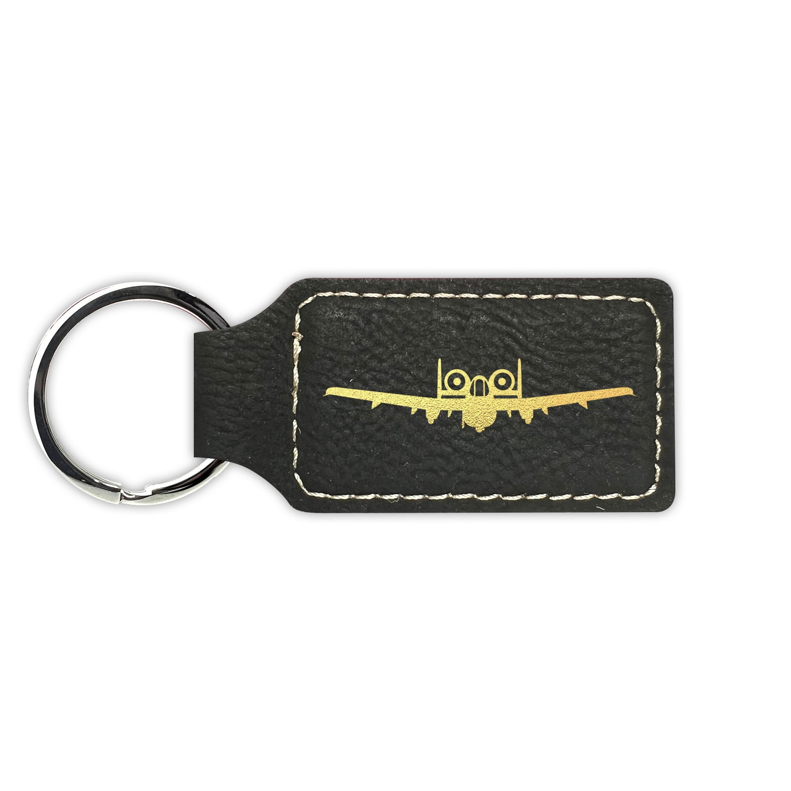 Front View A-10 Thunderbolt II Keychain Leatherette Rectangle - Laser
