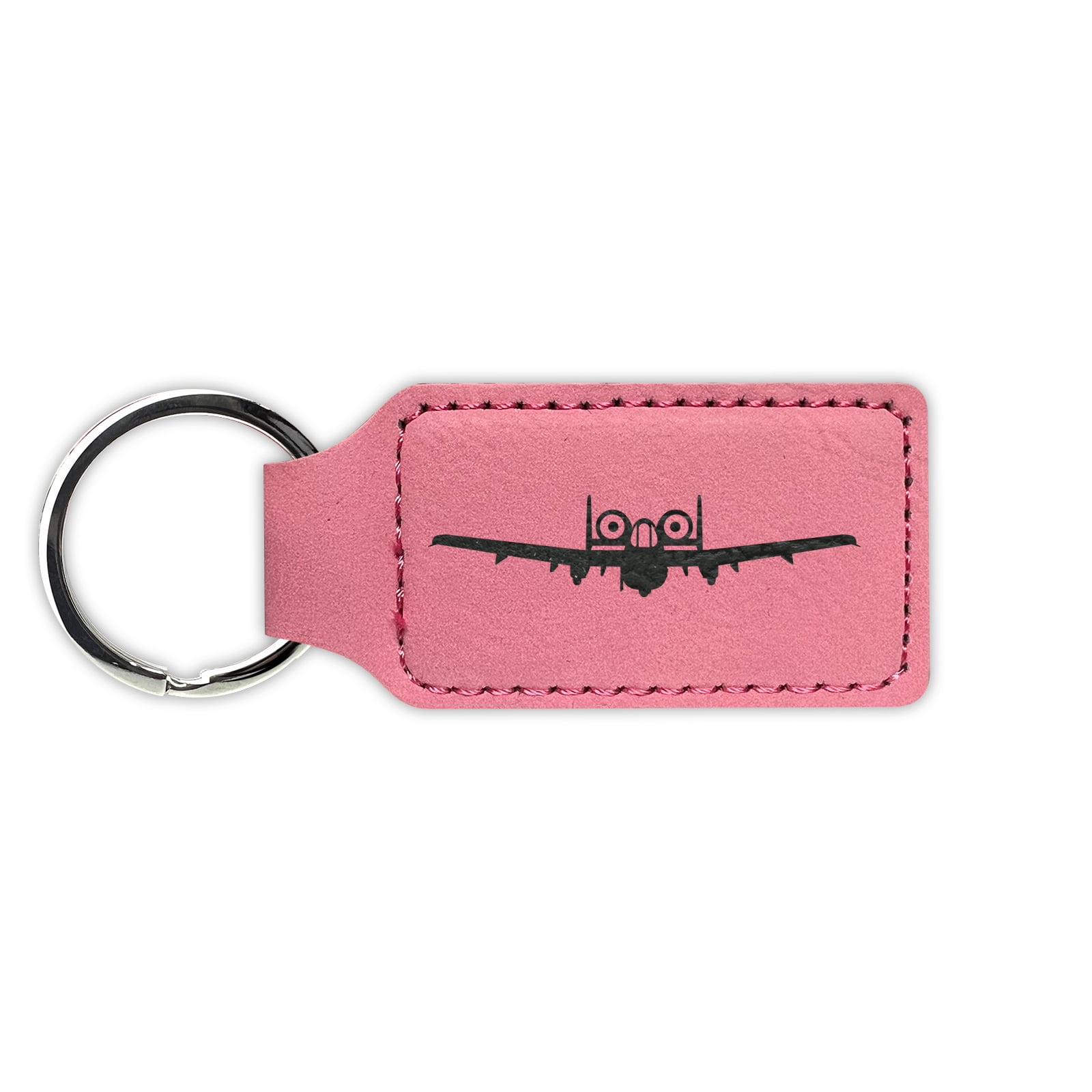 Front View A-10 Thunderbolt II Keychain Leatherette Rectangle - Laser